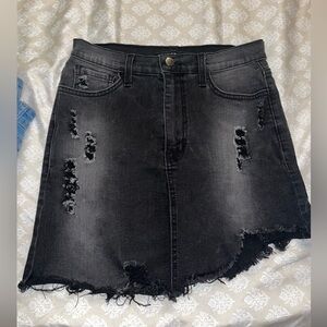 Fashion Nova Black Distressed Mini Skirt